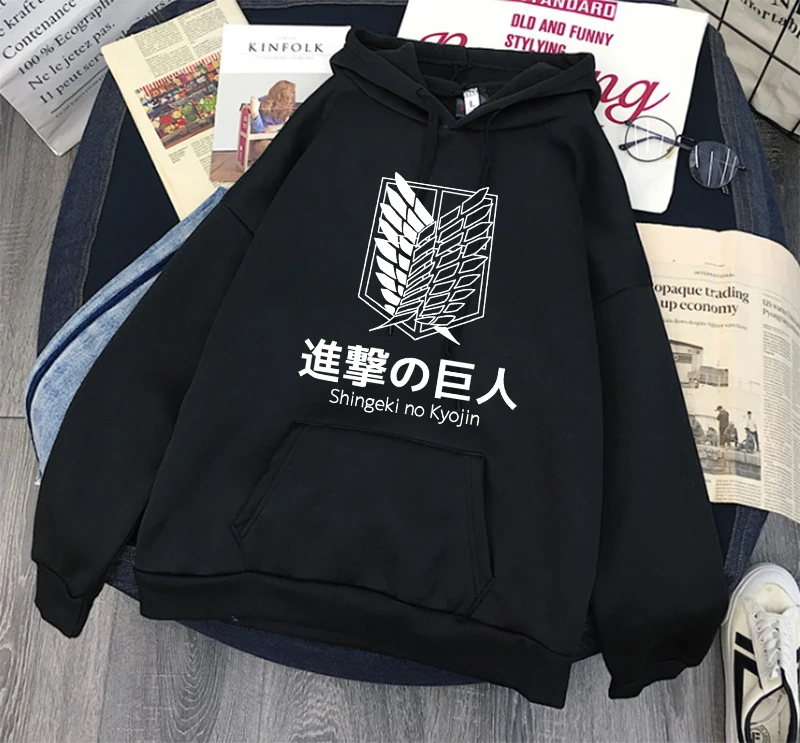 

Japanese Anime Attack on Titan Hoodies Men Kawaii Japanese Cartoon Harajuku Sweatshirts Cool Streetwear Graphic Hoody Male 90s