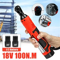 38 18v 100nm rechargeable powerful cordless wrench electric ratchet right angle wrench tool set 2pcs battery household