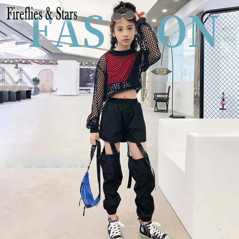 Укороченный топ для девочек на возраст от 4 до 14 лет Сетчатая футболка в стиле