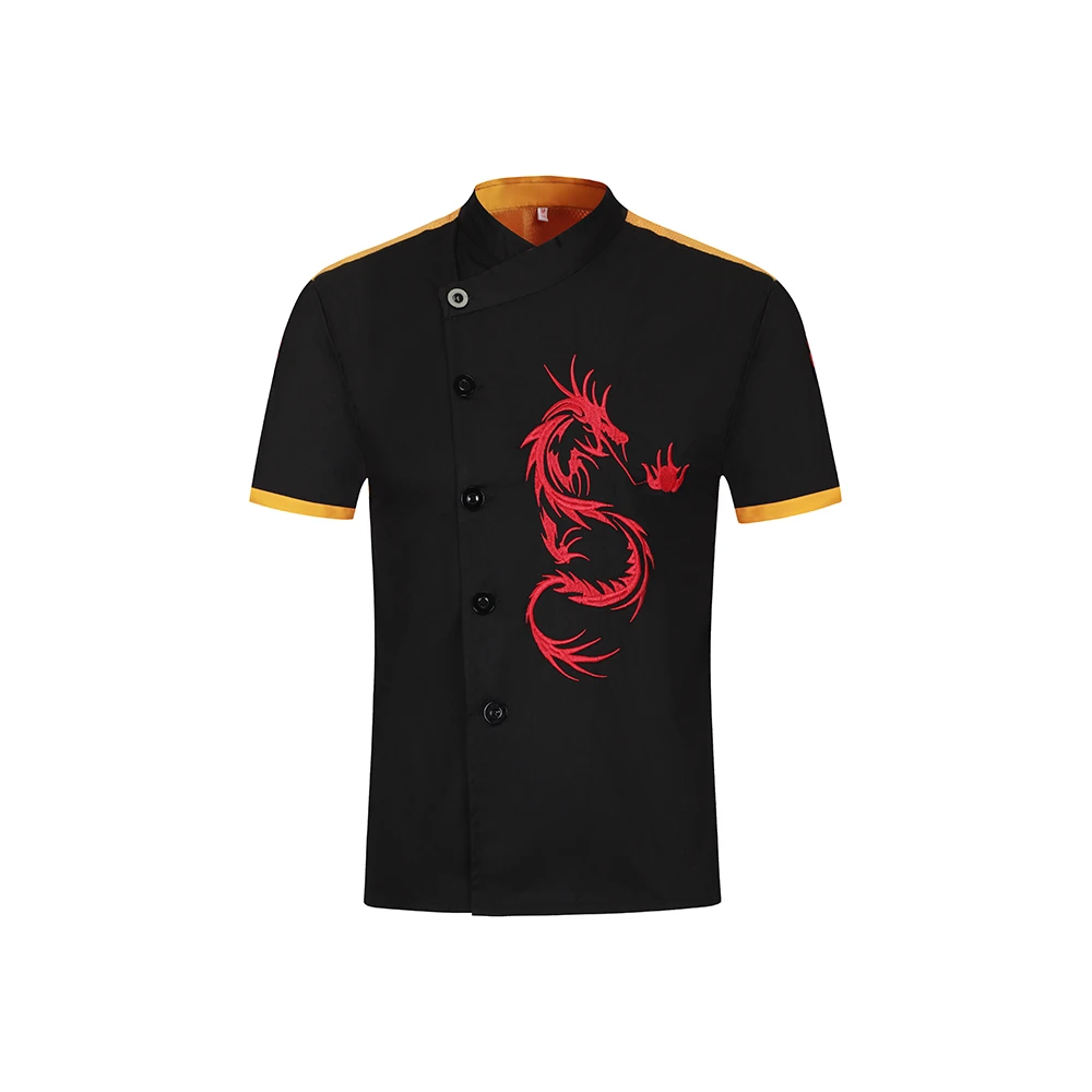 Куртка шеф повара с вышивкой дракона дышащая форма для готовки ресторана рубашка
