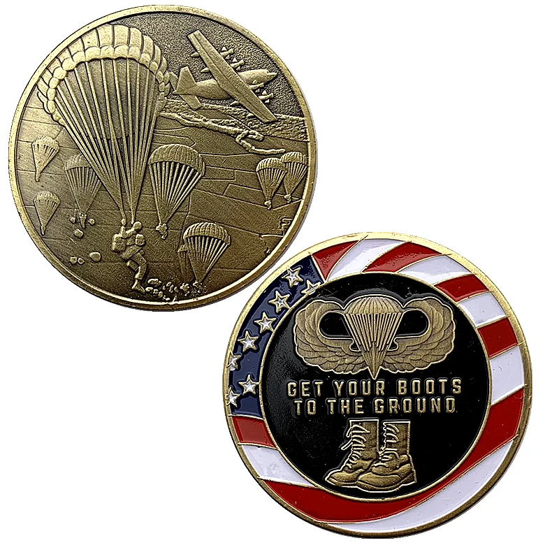 

United States 82nd Airborne Division Souvenir Coin Bronze Plated Coin Get Your Boots To The Ground Collectible Challenge Coin
