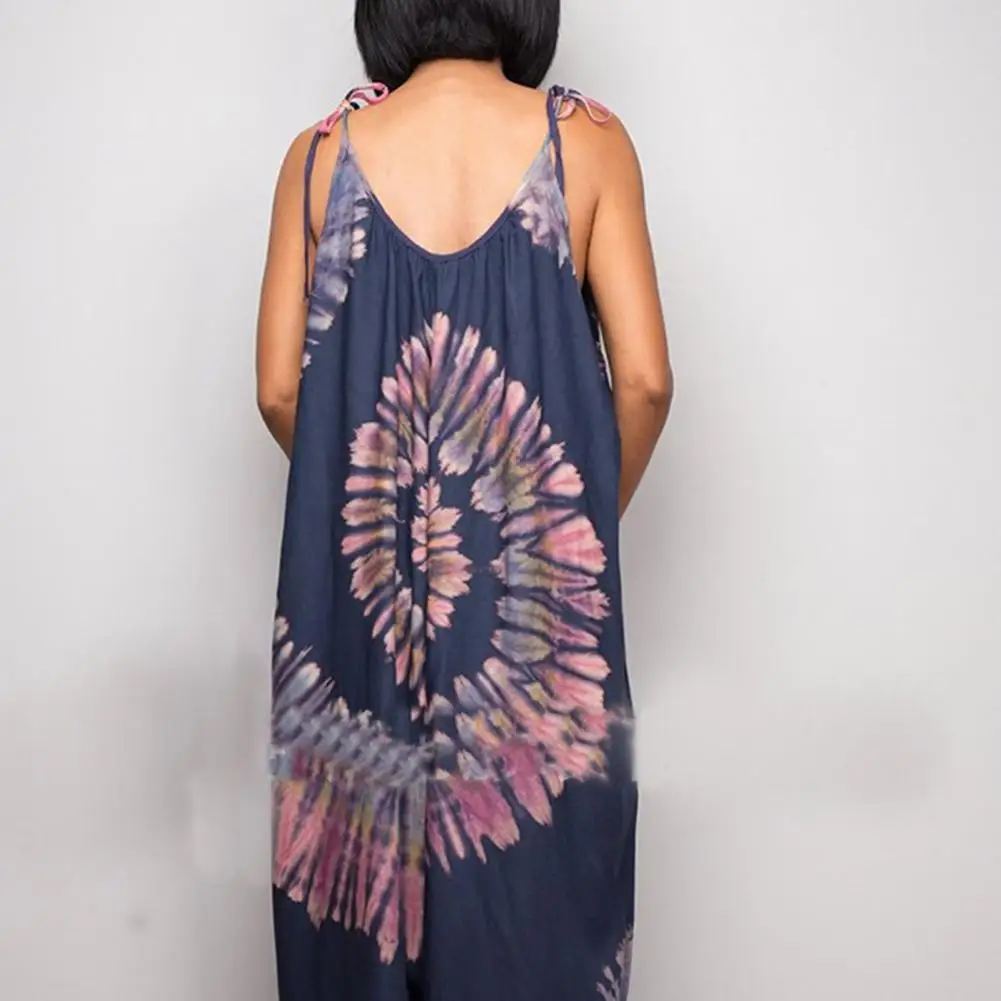 

Women Jumpsuit 2021 Tie Dye Print Wide Leg Summer Sleeveless Shoulder Strap Jumpsuit for Daily Wear