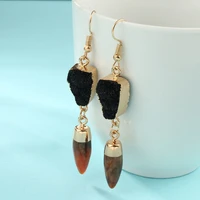 black boho druzy resin stone earrings for women jewelry statement pendientes handmade big long drop dangle earing earings