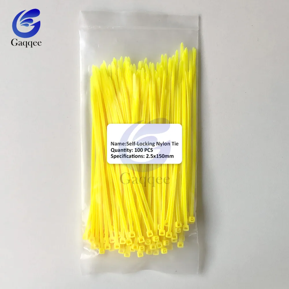 100 шт. 150 мм самоблокирующиеся пластиковые нейлоновые кабельные стяжки на молнии