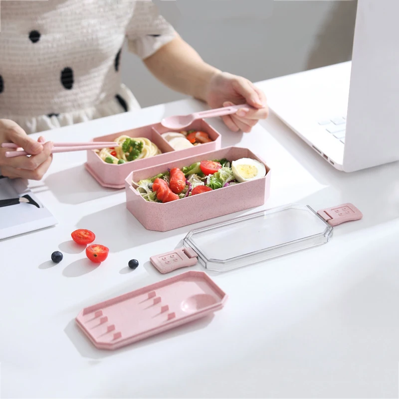 

KONCO Japanese Microwave Bento Box Wheat Straw Child Lunch Box Leak-Proof Bento Lunch Box For Kids School Food Container