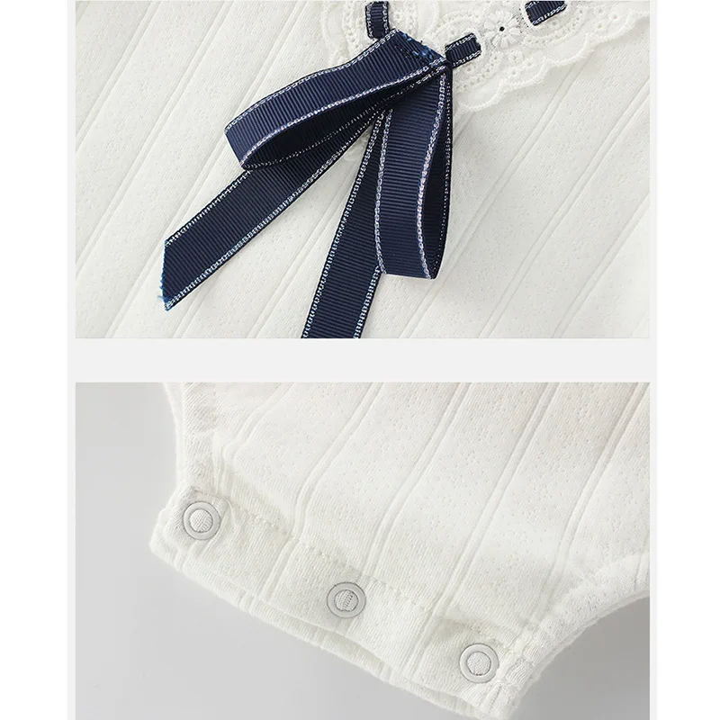 

Summer New Infant White Flying Sleeve Round Neck Bodysuit 0-24M Baby Girls Pure Cotton Comfortable Breathable Triangle Romper