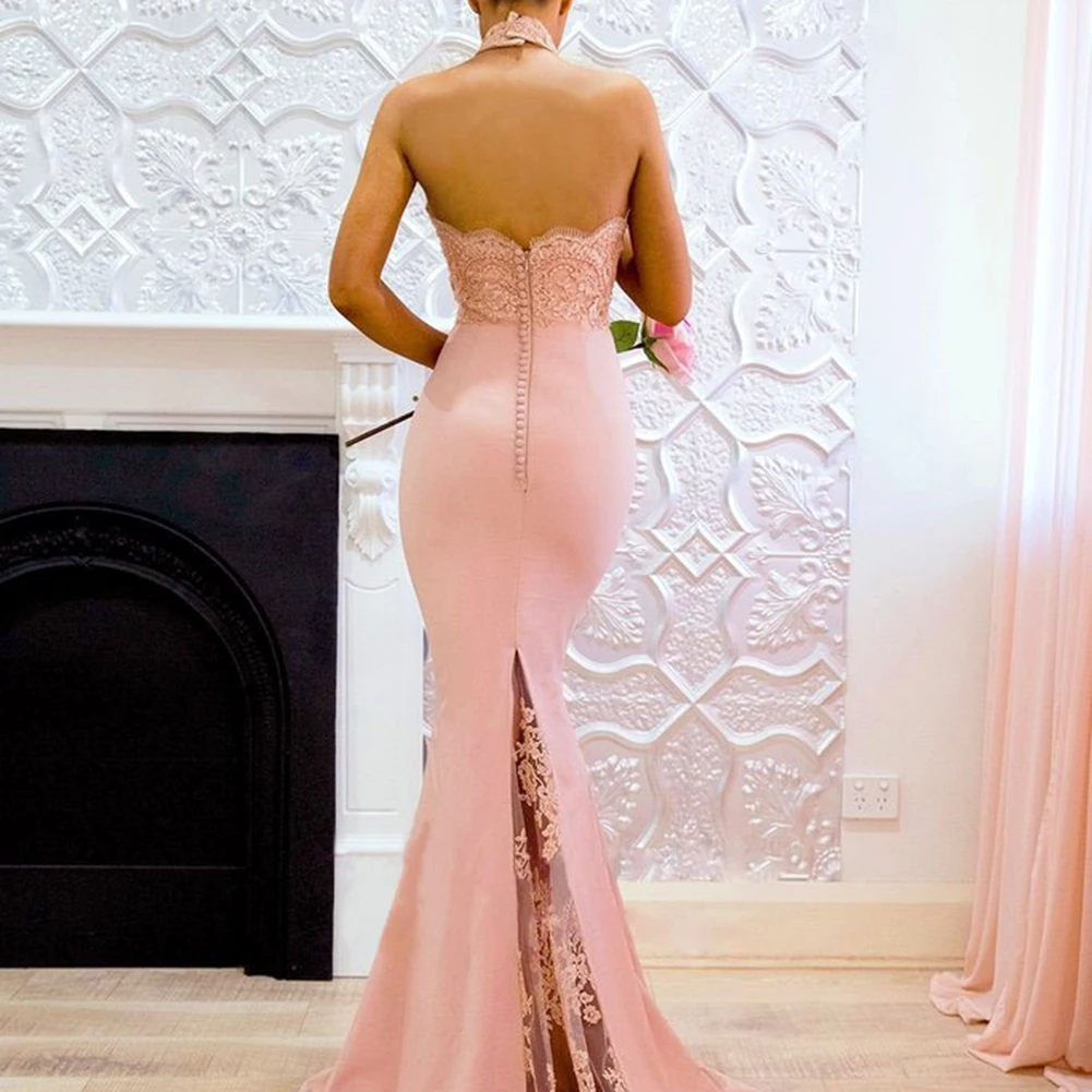 Соблазнительное кружевное лоскутное платье без рукавов с высоким воротником