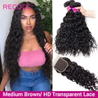 Пупряди водной волны Recool с застежкой, Hd прозрачные бразильские волосы с застежкой, пупряди человеческих волос с застежкой