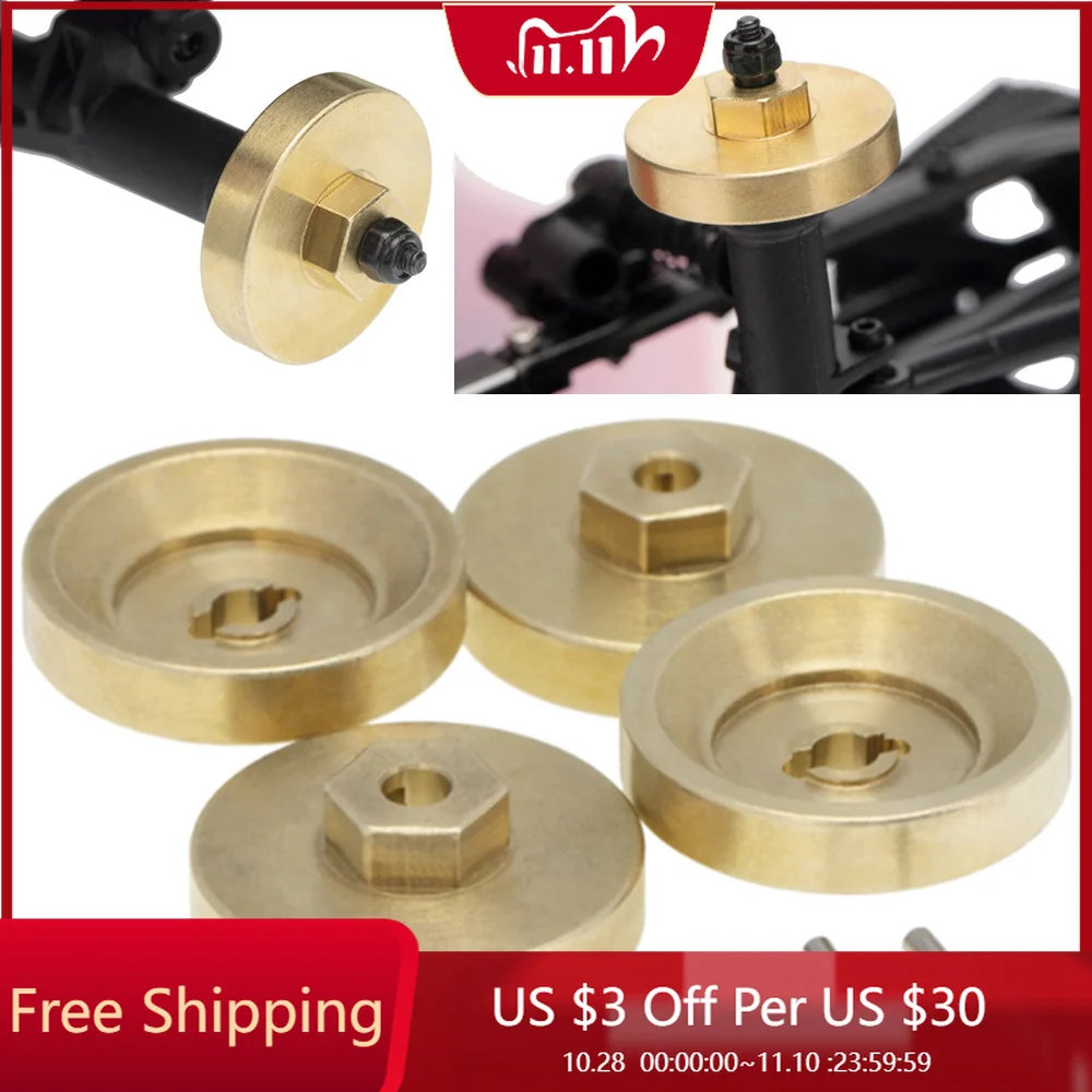 

4pcs Brass Wheel Weights Hex Adapter 4mm for Axial SCX24 AXI90081.AXI00001.AXI00002 Upgrades 1/24 RC Crawler Car