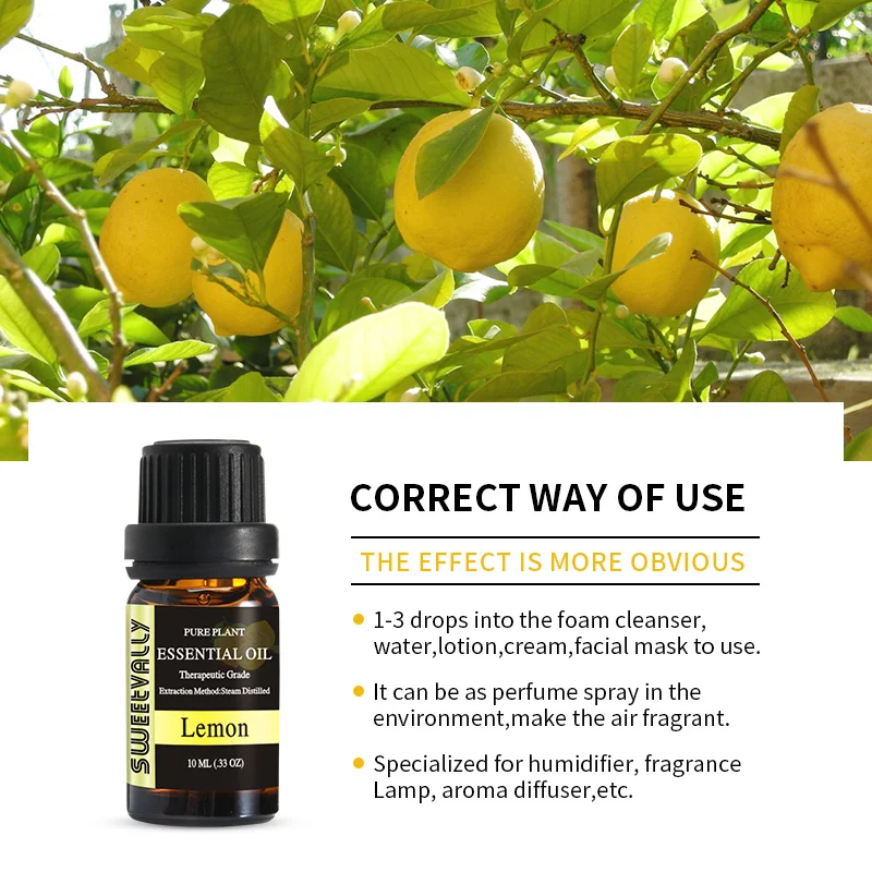 Эфирные масла бренда Sweetvally 10 мл с лимоном для ароматерапии диффузоры натуральное