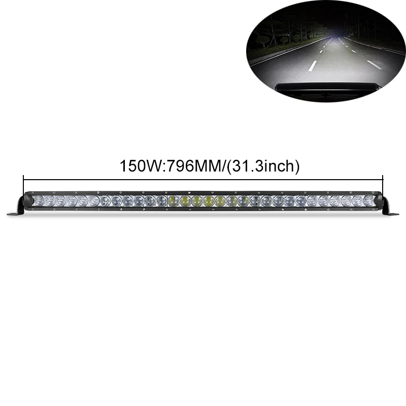 33inch 150W 5D 44/38/33/26/20 дюймов 210/180/150/120/90W Супер тонкий Однорядный изогнутый СВЕТОДИОДНЫЙ светильник для вождения по внедорожью рабочий внедорожный фонарь грузовик ATV - Цвет: 33inch 150W
