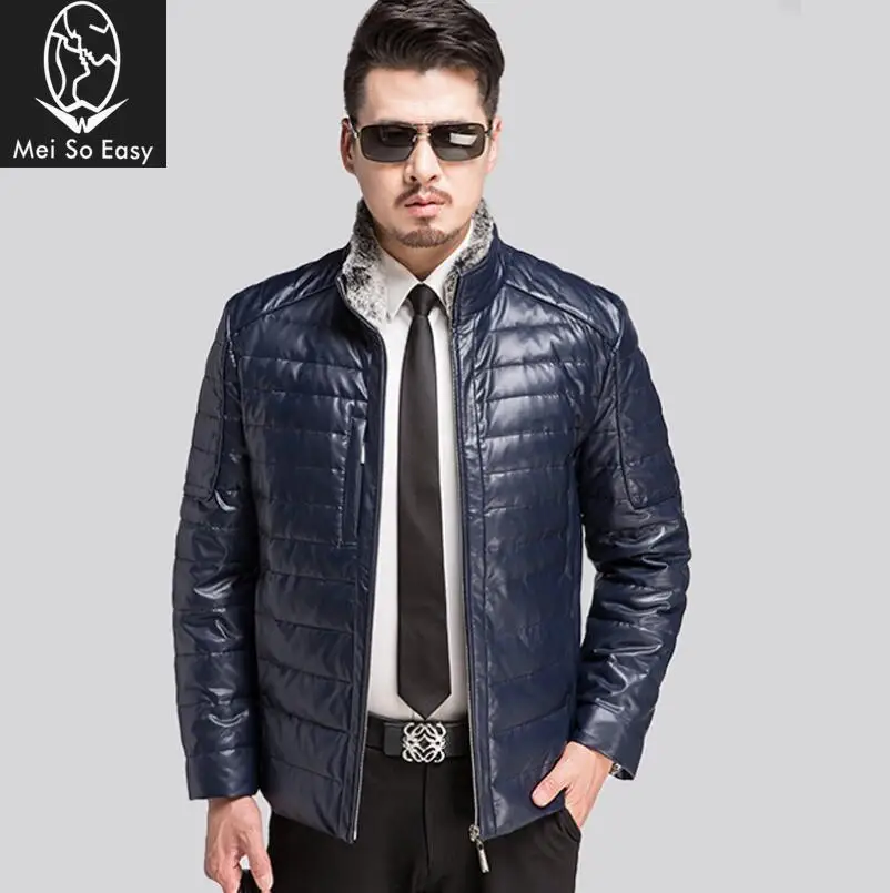 new arrival Trade price fashion thick warm winter men's fur Collar Mens down Leather coat Jacket plus size M-3XL LXW 15088 | Мужская