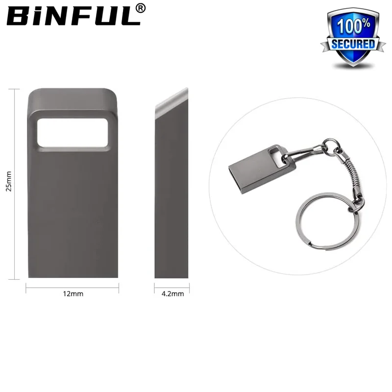 BINFUL Tiny USB флэш накопитель 4G 8G 16G 32GB 64GB 128G Pen Drive Rive Флешка Водонепроницаемый серый U