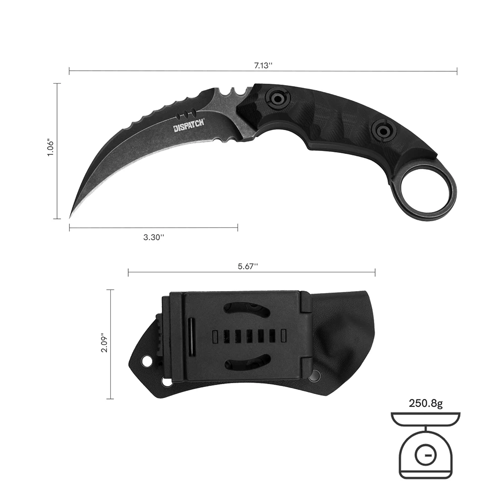 Отправка Ножи-керамбит с фиксированным лезвием и рукояткой K-образной формы G10