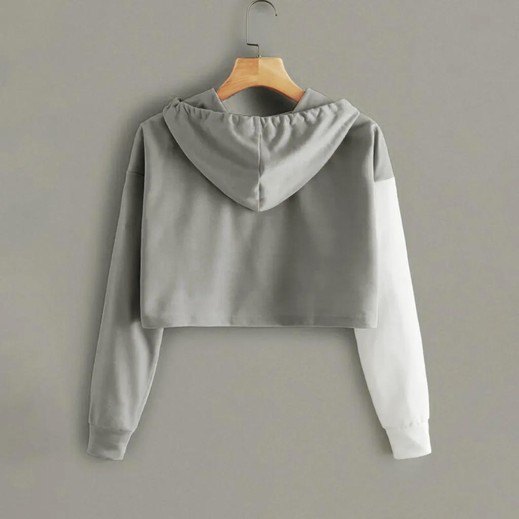 Худи женское укороченное с блестками лоскутное худи длинным рукавом короткий