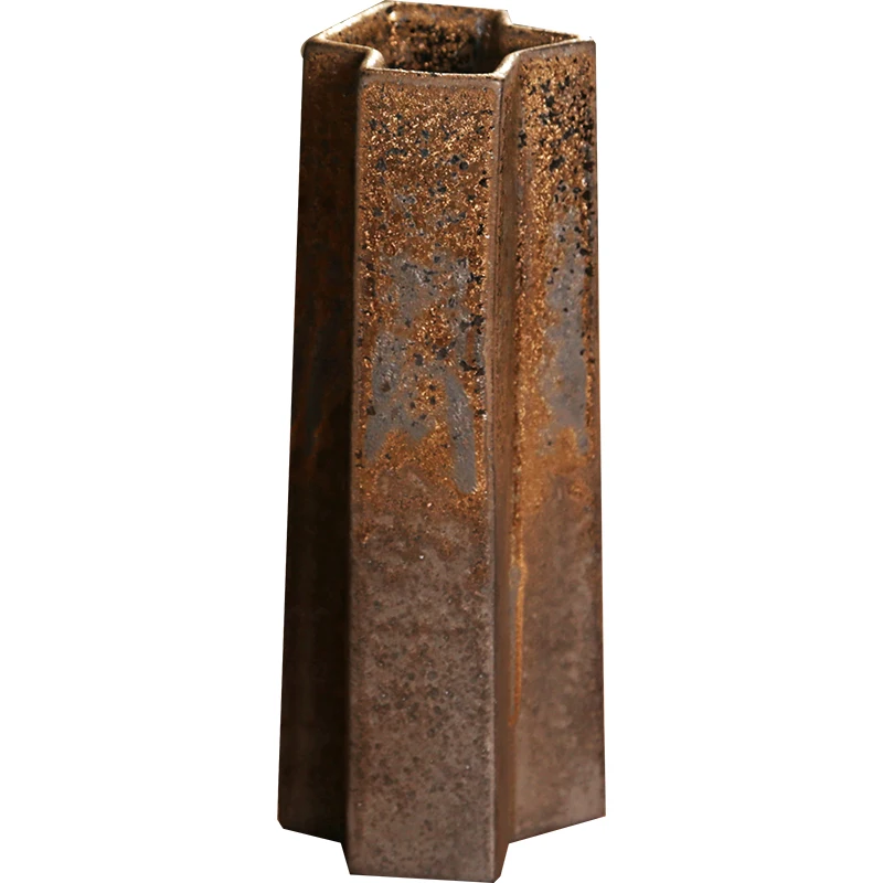 

Porcelain 18CM/20CM Imitation Metal Flower Vase Coarse Pottery Distressed Japanese Retro Style Home Decor