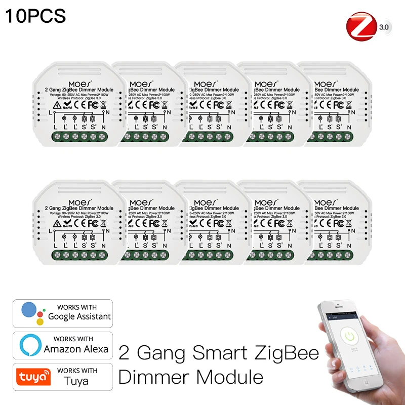 

Мини модуль регулировки яркости для самостоятельной сборки Tuya Zigbee Smart 2 / Gang требуется умная жизнь Alexa Google Home Голосовое управление