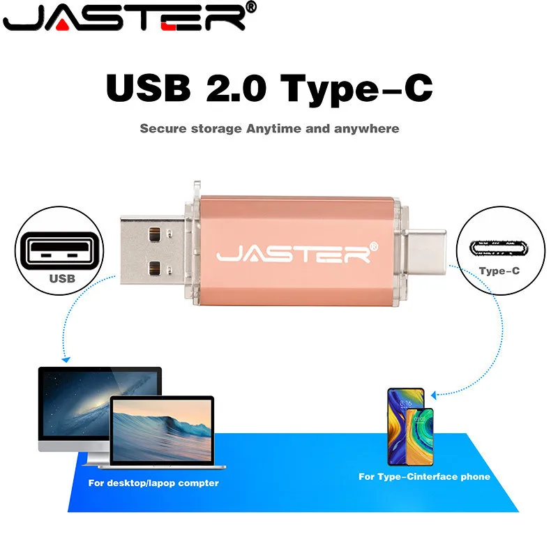 Лидер продаж флэш накопитель JASTER USB Type C 128 ГБ 64 32 16 флешка 2 0 для устройств C|USB