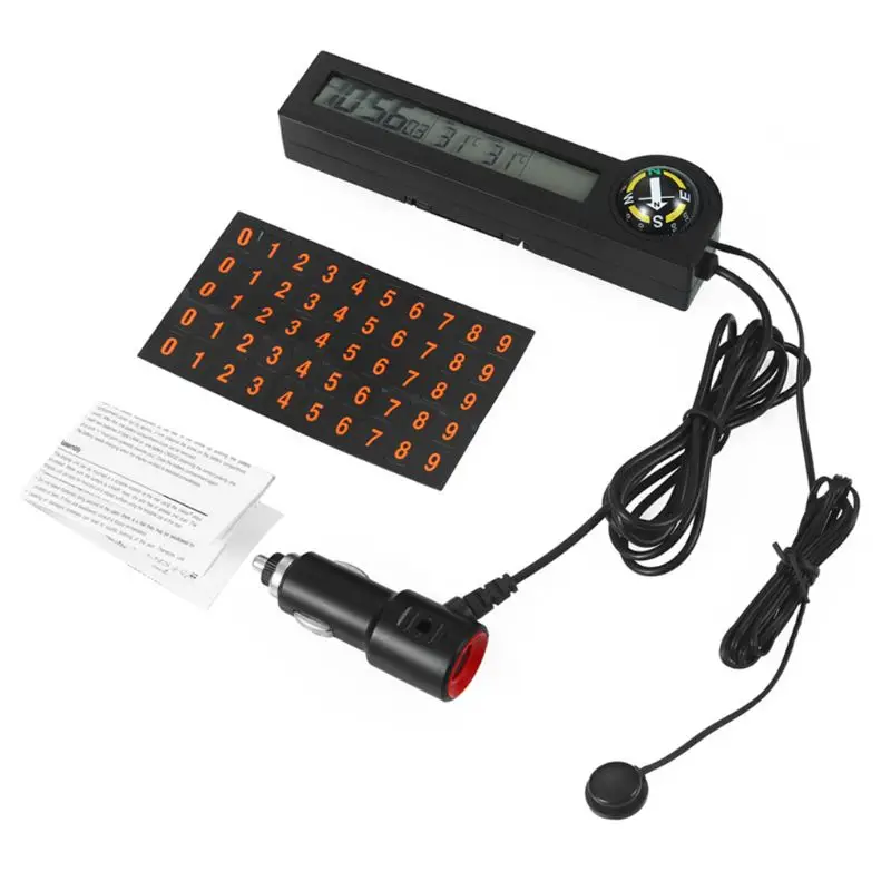 Цифровые часы дисплей Крытый открытый компас Автомобильный термометр