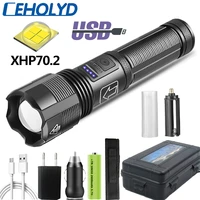 500000lm led flashlight high quality xhp70 2 xhp50 2 tactical hunting torch usb rechargeable zoomable lantern 18650 aaa battery