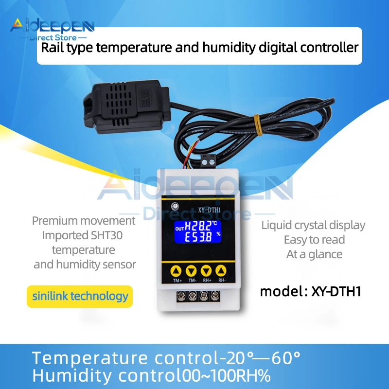 

AC 220V DTH1 Temperature and Humidity Control Module Digital Dual Output Automatic Constant Temperature Humidity Control Board