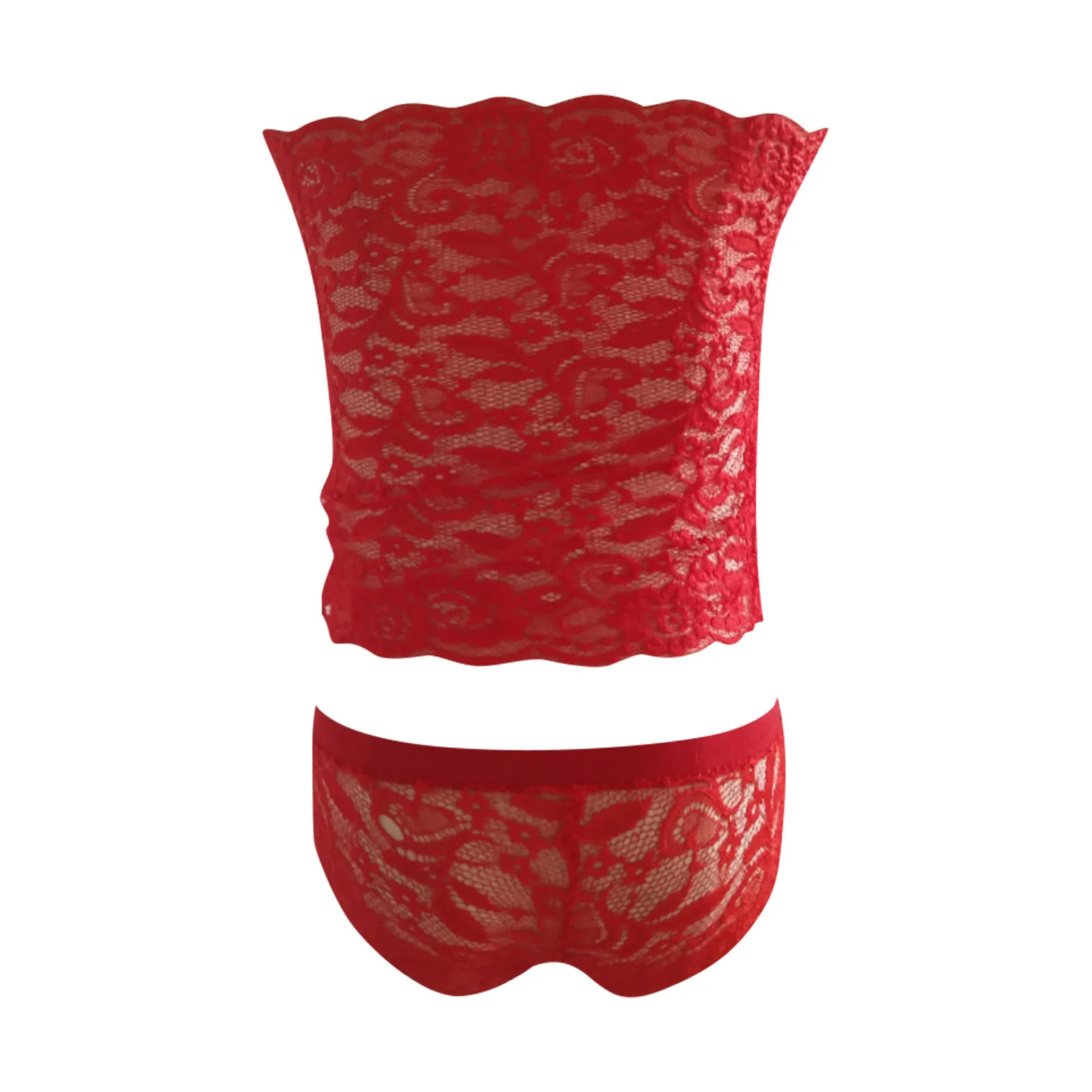 

Women Lace Bra Set Sexy Lingerie Bralette Lace Panties Strapless Cropped Bra Panty Set Female Intimates Seamless Underwear Set