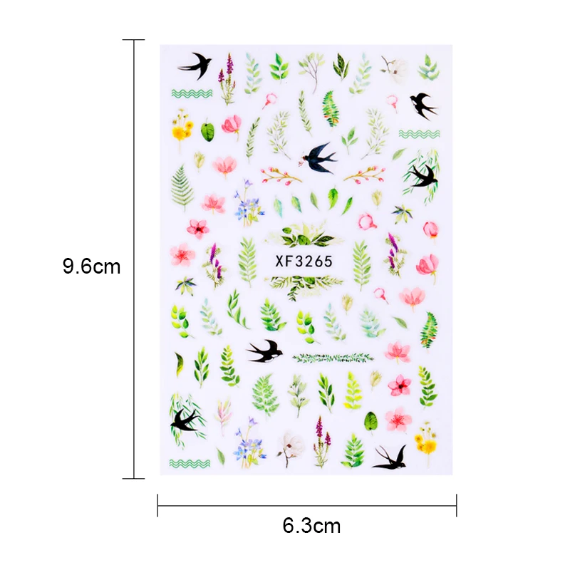 1 лист цветок узоры 3D наклейки для ногтей переводные s бумага украшения DIY Дизайн