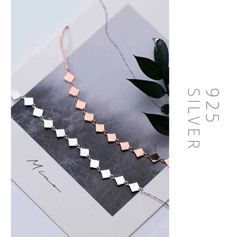 Женский браслет-цепочка Modian из стерлингового серебра 925 пробы цвет розовое