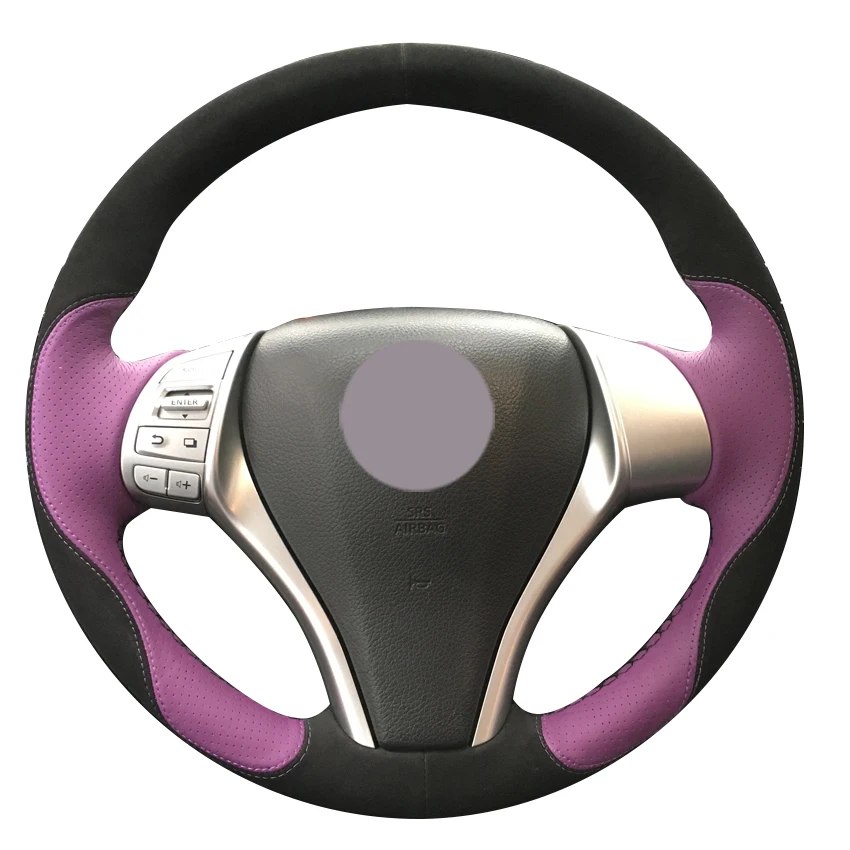 

Черные замшевые фиолетовые кожаные чехол рулевого колеса автомобиля для Nissan Teana Altima 2013-2016 X-Trail QASHQAI Rogue Sentra Tiida