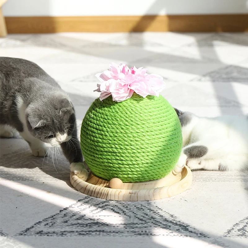 

Cat Scratching Board Cat Toys Wooden Bottom Plate Straw Claw Ball Kitten Cactuses Climbing Frame Pet Cat Toys