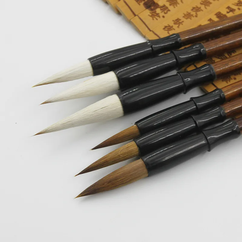 

3 PCS White woolen brush/Brown Weasel Wool Hair Chinese Japanese Calligraphy Brush Pen Set Art for Office School Supplies
