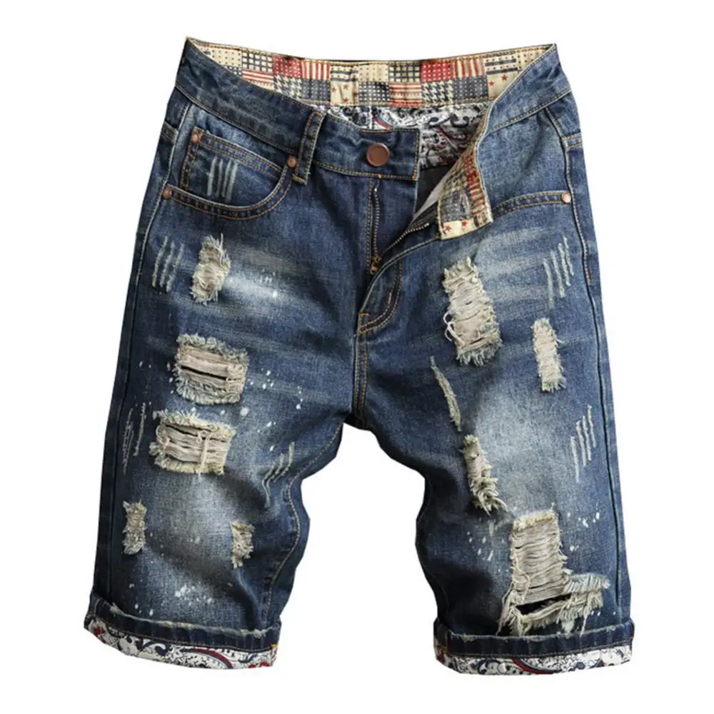 

70% Hot Sell Retro Summer Men Ripped Denim Shorts Jeans Destroyed Hole Plus Size Fifth Pants