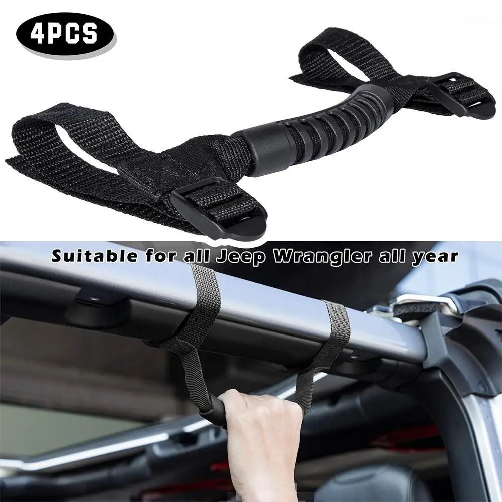 

4pcs Car Grip Handle Rear Car Side Safety Grip Bar Assistant Grab Non-Slip Handle For Jeep Wrangler JL JK TJ 1955-2020