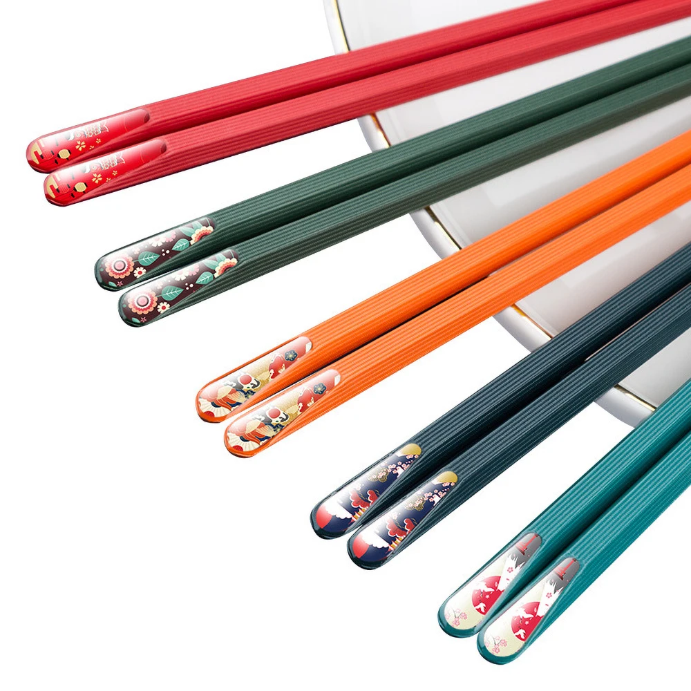 

5 Pairs Fiberglass Chopsticks Series,Non slip Luxury Reusable Chopsticks Family