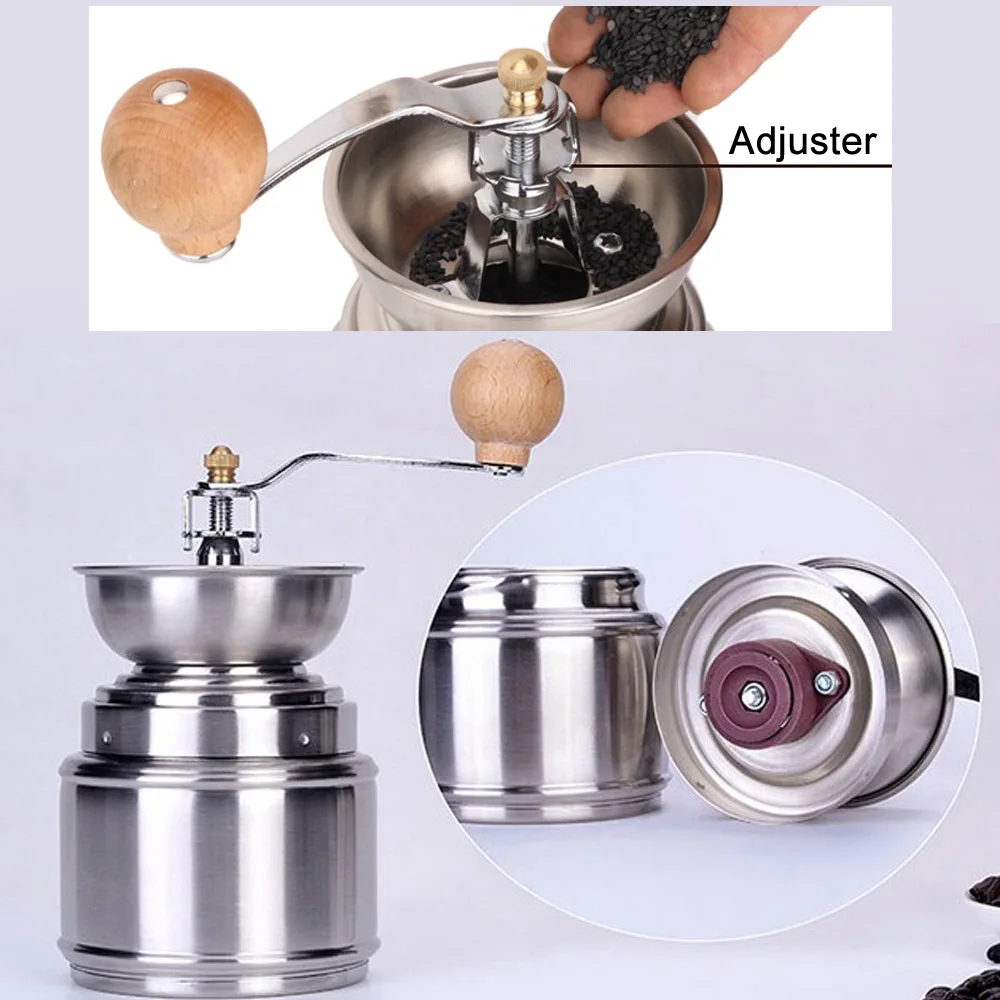 Portable Coffee Maker Camping Manual Grinder with Adjustable Ceramic Burr Stainless Steel Bean Pepper Mill Tool | Спорт и
