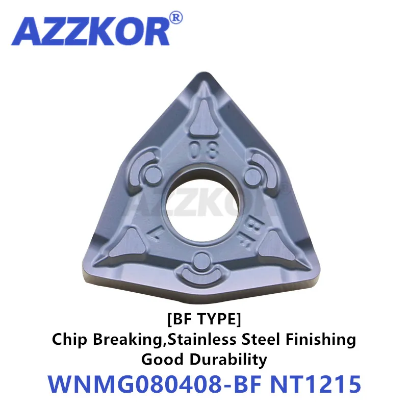 WNMG0804-BF BM NT1215 Turning Tools Inserts CNC Center Lathe For Stainless Steel Processing AZZKOR Peach Carbide Blades 10pcs |