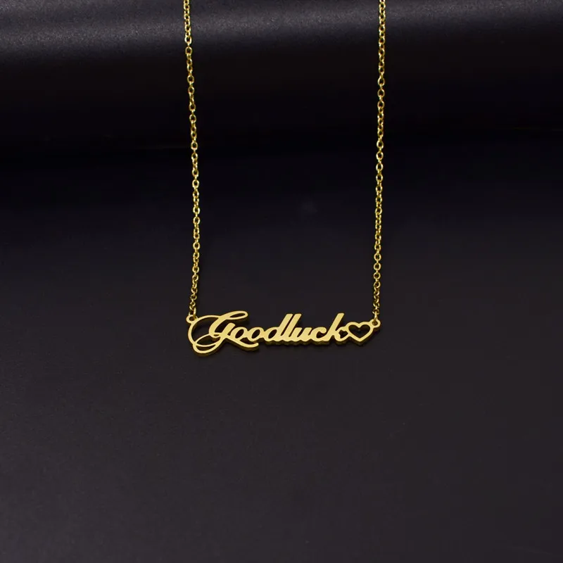 Ожерелье с надписью Good Luck для женщин и девочек простое модное ретро ожерелье