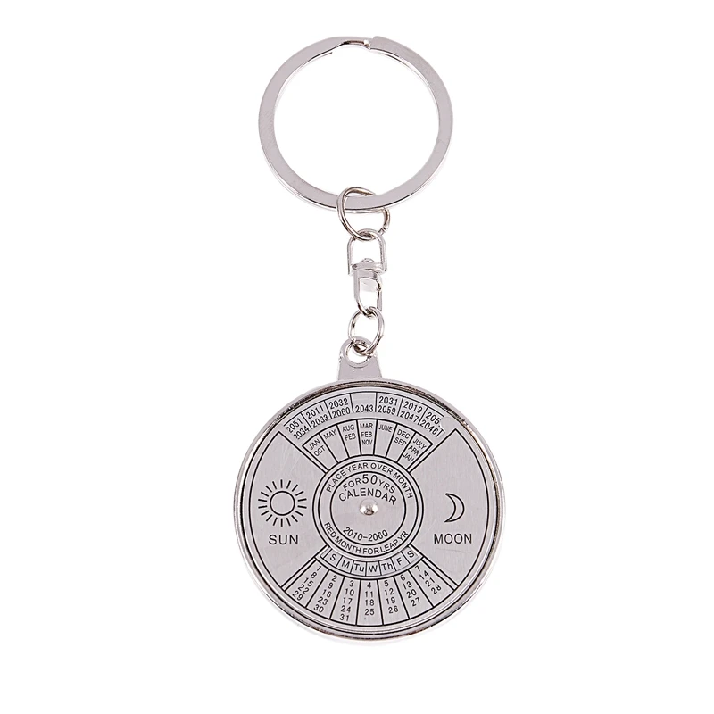 

Perpetual Calendar Keyring Keychain Unique Metal Key Chain Ring 50 Years New Hot