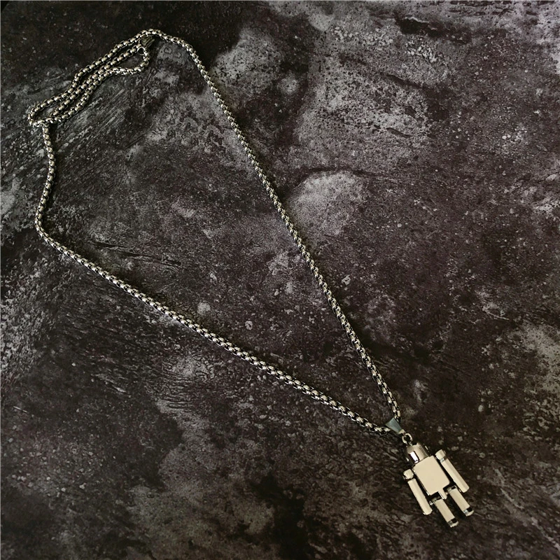 Модное ожерелье из нержавеющей стали кулон робот колье хип-хоп цепь
