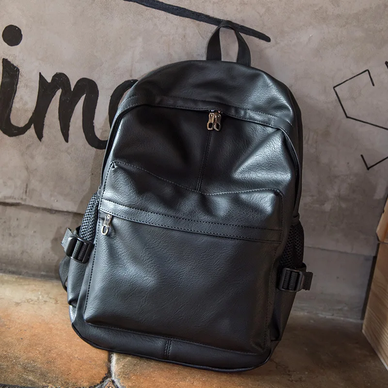 

New Unisex Casual All Match Travel Computer Backpack High Quality Soft Surface Pu Leather Waterproof Wearable Shoulder Bag