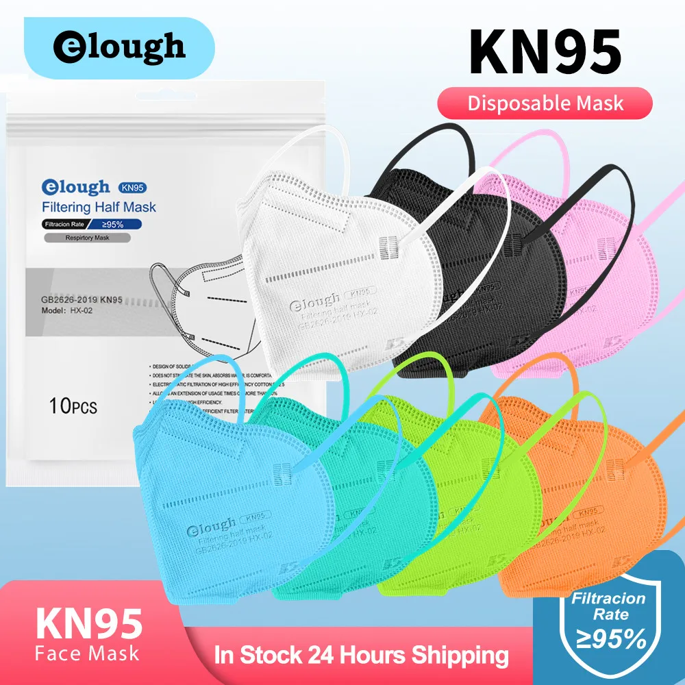 Elough KN95 Mask mascarilla fpp2 homologada 5 Layers CE Approved maske Face Adult masque mascarillas ffp2mask ffp3 fp2 | Безопасность и