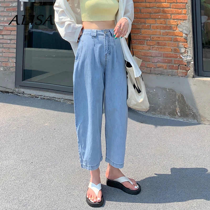 

New Women Baggy Jeas Vintage High Waisted Loose Wide Leg Pants Woman Korean Casual Straight Leg Dienim Pants Streetwear Jeans