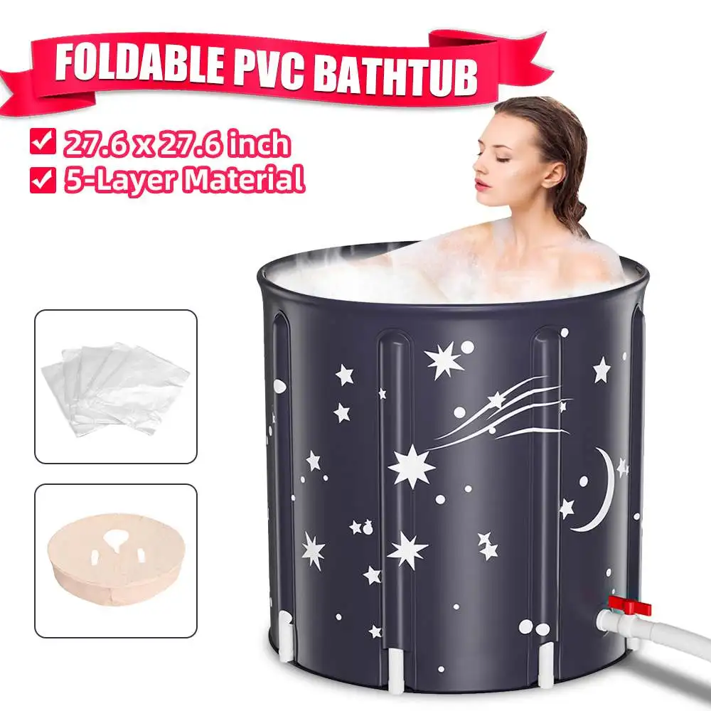

70x70CM Portable Folding Bath Bucket Foldable Large Adult Tub Baby Swimming Pool Insulation Family Bathroom SPA Sauna Bath Tub