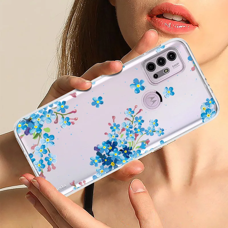flower transparent cover for motorola e20 edge 20lite 2021 stylus g play g30 g9 pro fusion e7 plus soft silicone moto phone case free global shipping