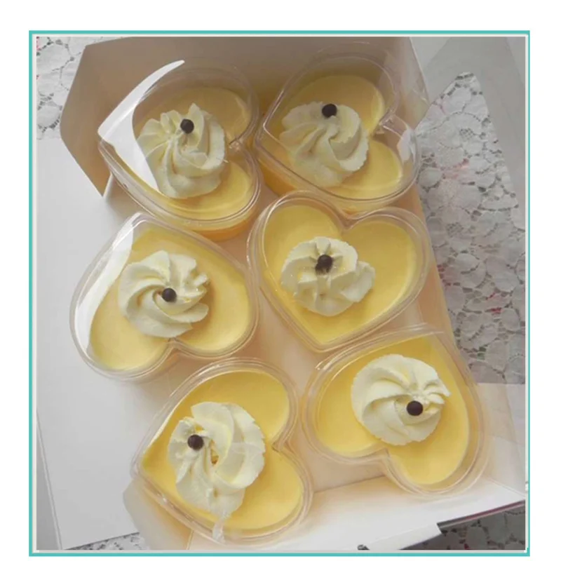 Прозрачный контейнер в форме сердца для желе йогурта муссов десертов