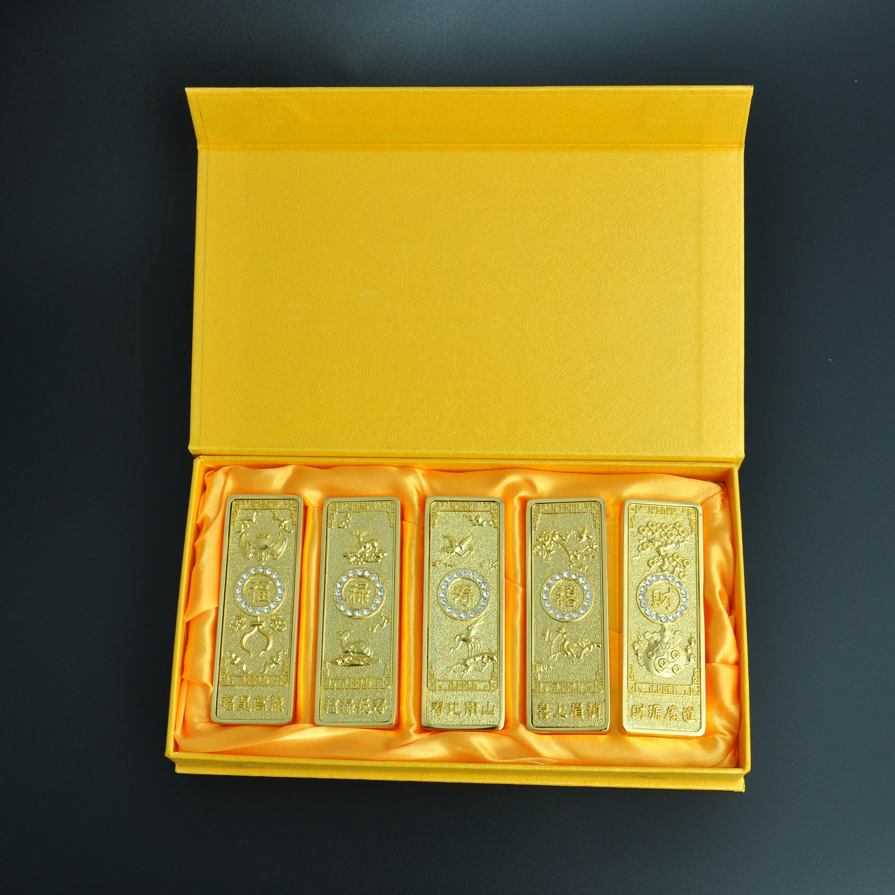 

Feng shui Ancient China Ten Taels of Gold Alloy Simulation Bullion Jewelry gold brick Ornaments Lucky Cai Supplies Fu Lu Shou