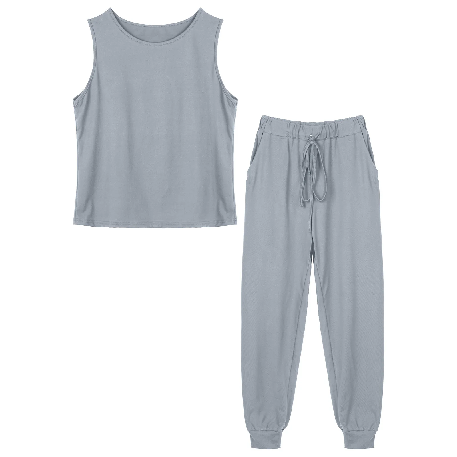 Летняя женская повседневная спортивная одежда жилет без рукавов с круглым