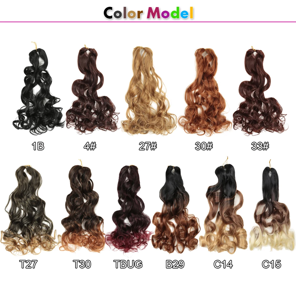 

20 Inch Synthetic Curly Wave Crochet Loose Extension Hair Pre-stretch Braided Hair For Women Golden Beauty