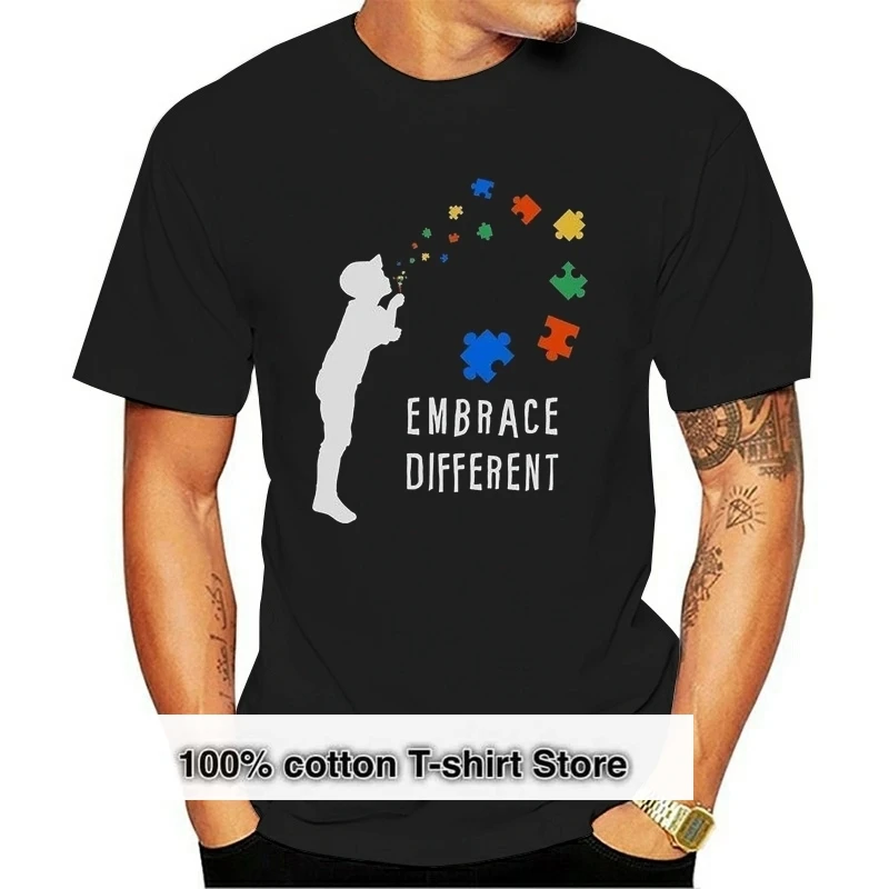 

Embrace Different Autism Youth Mens T-Shirt Support The Cause customize O Neck Tee Shirt