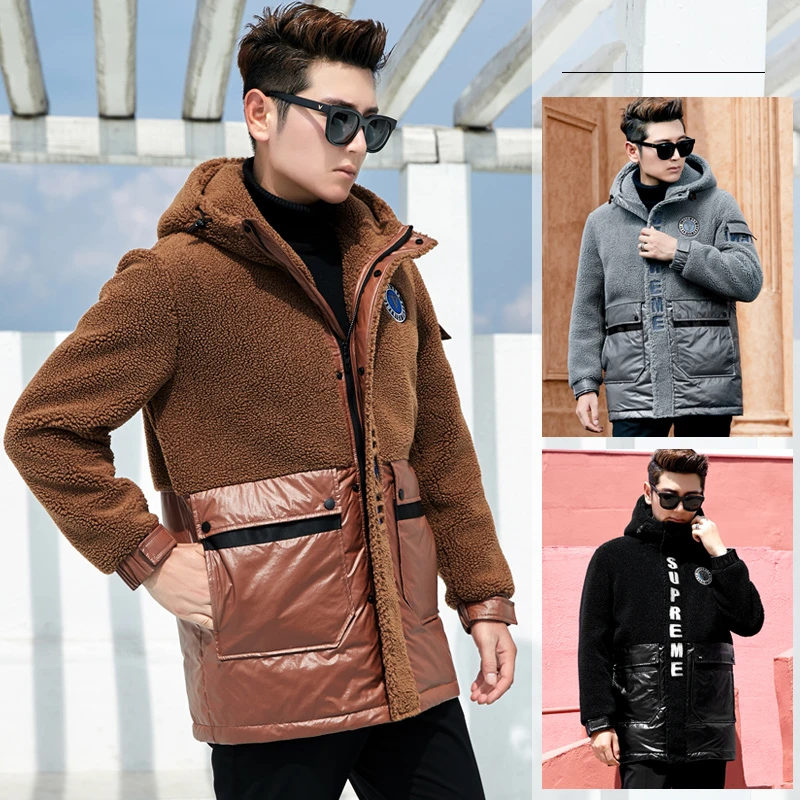 90% белый пуховик для мужчин Зимняя шерстяная пуховая куртка Толстая мужская